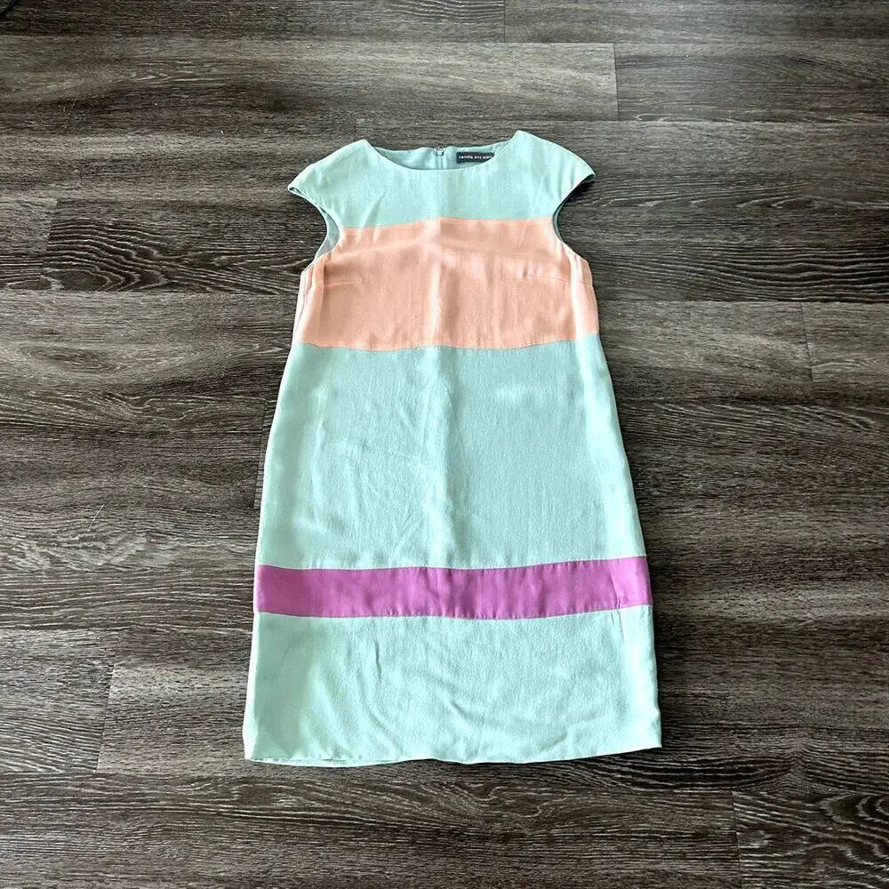 EUC Camilla and Marc Colorblock Shift Mini‎ Dress Pastel Sleeveless Size 4 AU 8